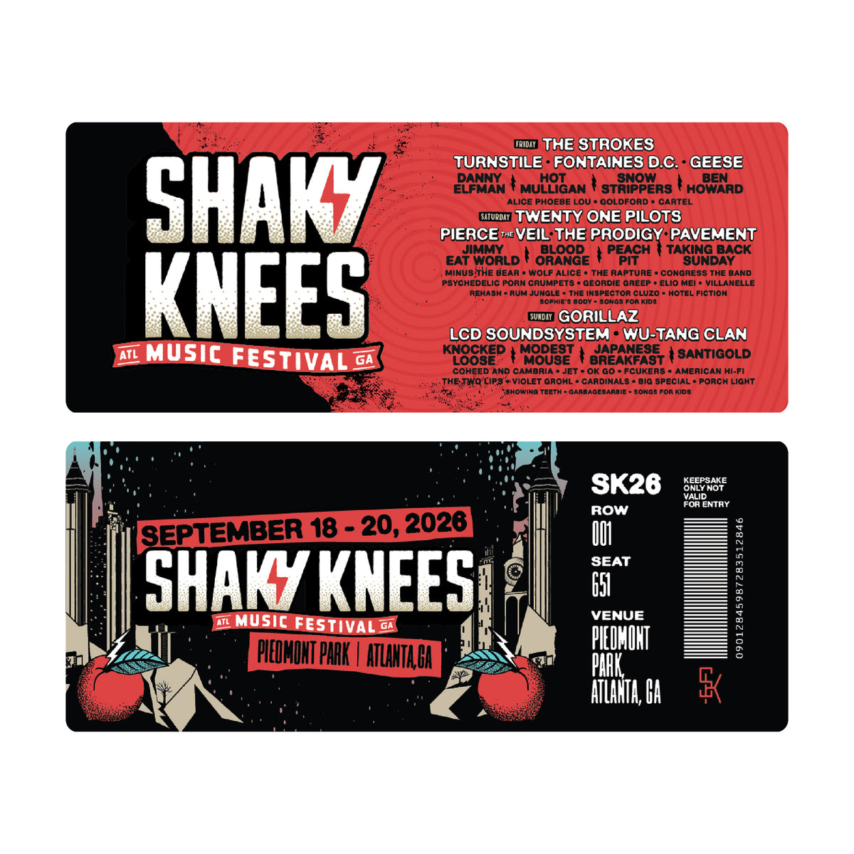 2026 Shaky Knees Souvenir Ticket